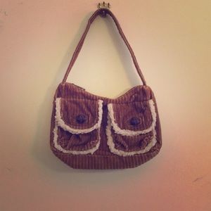 Brown corduroy shoulder bag